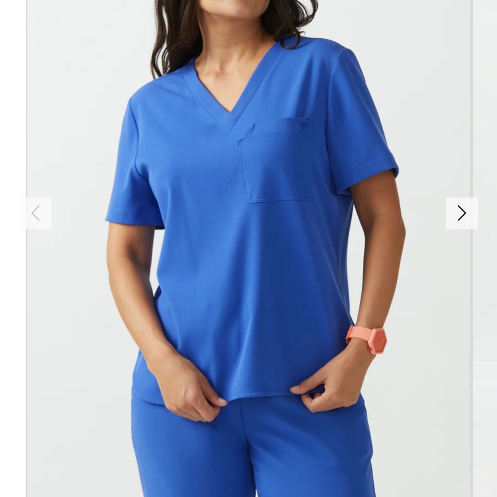 Women's Blue V-Neck Scrub Top